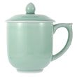 Load image into Gallery viewer, Celadon Teacup, Green Valley Luxury Ancient Chinese Generals Celadon Cup with Lid, 15oz, Plum Green