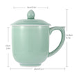 Load image into Gallery viewer, Celadon Teacup, Green Valley Luxury Ancient Chinese Generals Celadon Cup with Lid, 15oz, Plum Green