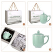 Load image into Gallery viewer, Celadon Teacup, Green Valley Luxury Ancient Chinese Generals Celadon Cup with Lid, 15oz, Plum Green