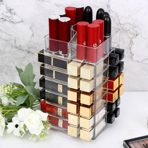 Premium Acrylic Rotating Cosmetic Lipsticks Tower, ROSELIFE Lipsticks Organizer 48+5 Slots, Clear