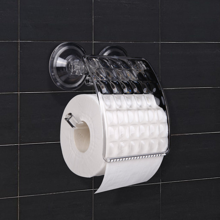 Suction Toilet Paper Holder, ROSELIFE Suction Tissue Holder, No Drilling, Screw-free, Clear