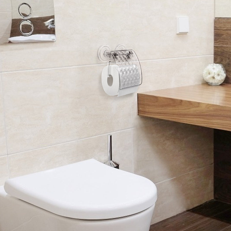 Suction Toilet Paper Holder, ROSELIFE Suction Tissue Holder, No Drilling, Screw-free, Clear