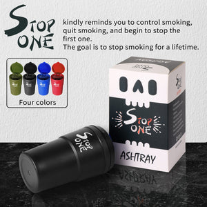 STOP ONE Car Ashtray, Portable Ashtray, CA-101 Large Auto Ash Tray with Lid and Led, Black