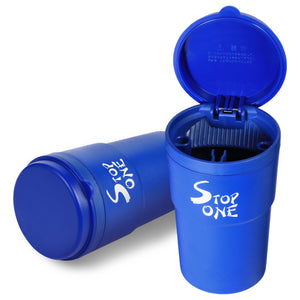 STOP ONE Car Ashtray, Portable Ashtray, CA-101 Large Auto Ash Tray with Lid and Led, Blue