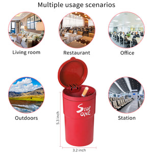STOP ONE Car Ashtray, Portable Ashtray, CA-101 Large Auto Ash Tray with Lid and Led, Red