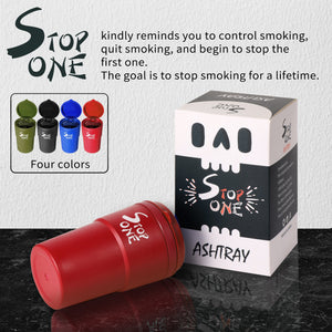 STOP ONE Car Ashtray, Portable Ashtray, CA-101 Large Auto Ash Tray with Lid and Led, Red