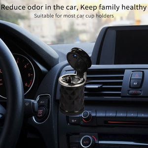 STOP ONE Car Ashtray, Portable Ashtray, CA-421 Auto Ash Tray with Lid and Led, Black