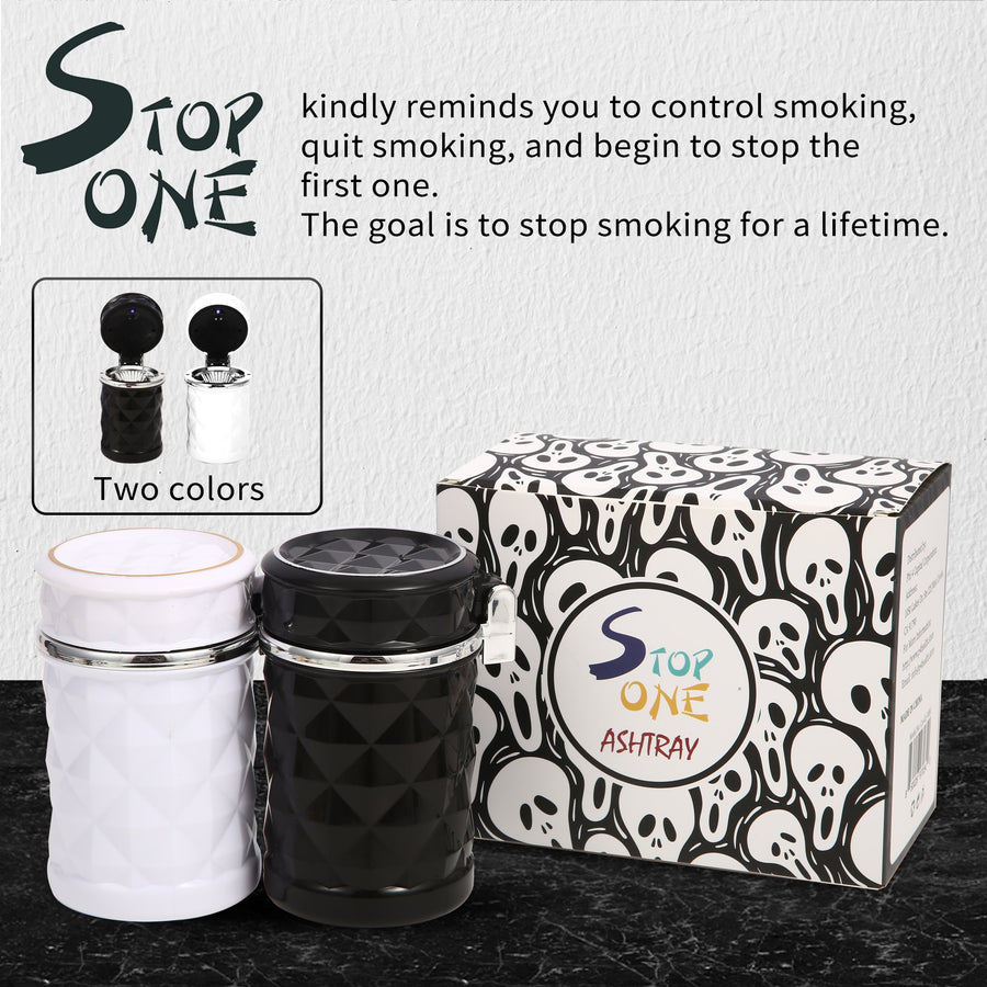 STOP ONE Car Ashtray, Portable Ashtray, CA-421 Auto Ash Tray [Pack of 2]