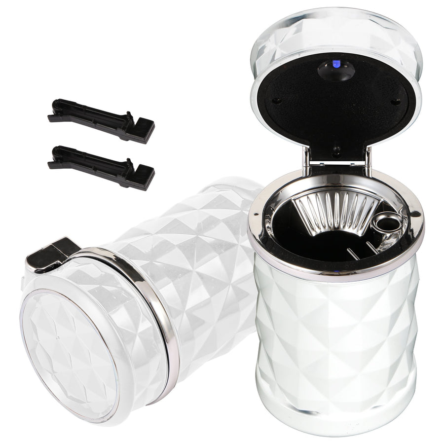 STOP ONE Car Ashtray, Portable Ashtray, CA-421 Auto Ash Tray with Lid and Led, White
