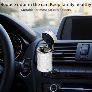 STOP ONE Car Ashtray, Portable Ashtray, CA-421 Auto Ash Tray with Lid and Led, White