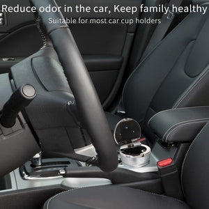 STOP ONE Car Ashtray, Portable Ashtray, CA-511 Auto Ash Tray with Lid and Led, Silver