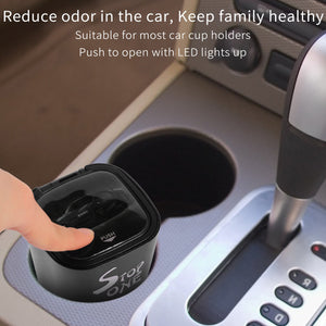 STOP ONE Car Ashtray, Portable Ashtray, CA-521 Auto Ash Tray with Lid and Led, Black