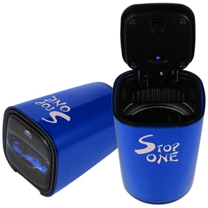 STOP ONE Car Ashtray, Portable Ashtray, CA-521 Auto Ash Tray with Lid and Led, Blue