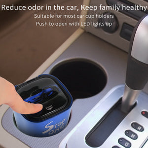 STOP ONE Car Ashtray, Portable Ashtray, CA-521 Auto Ash Tray with Lid and Led, Blue