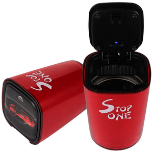 STOP ONE Car Ashtray, Portable Ashtray, CA-521 Auto Ash Tray with Lid and Led, Red