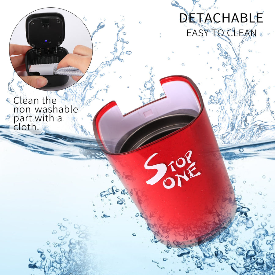 STOP ONE Car Ashtray, Portable Ashtray, CA-521 Auto Ash Tray with Lid and Led, Red