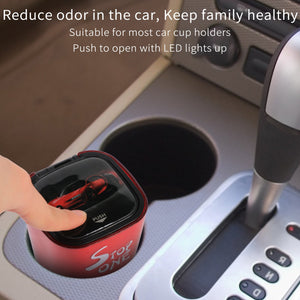 STOP ONE Car Ashtray, Portable Ashtray, CA-521 Auto Ash Tray with Lid and Led, Red
