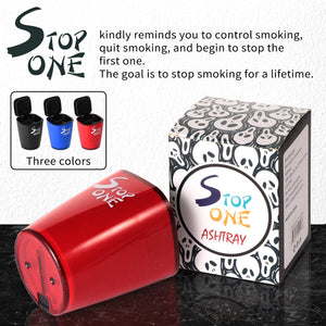 STOP ONE Car Ashtray, Portable Ashtray, CA-521 Auto Ash Tray with Lid and Led, Red