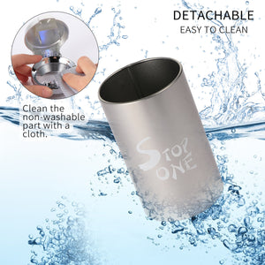 STOP ONE Car Ashtray, Portable Ashtray, CA-541 Auto Ash Tray with Lid and Led, Silver