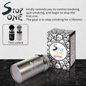 STOP ONE Car Ashtray, Portable Ashtray, CA-541 Auto Ash Tray with Lid and Led, Silver