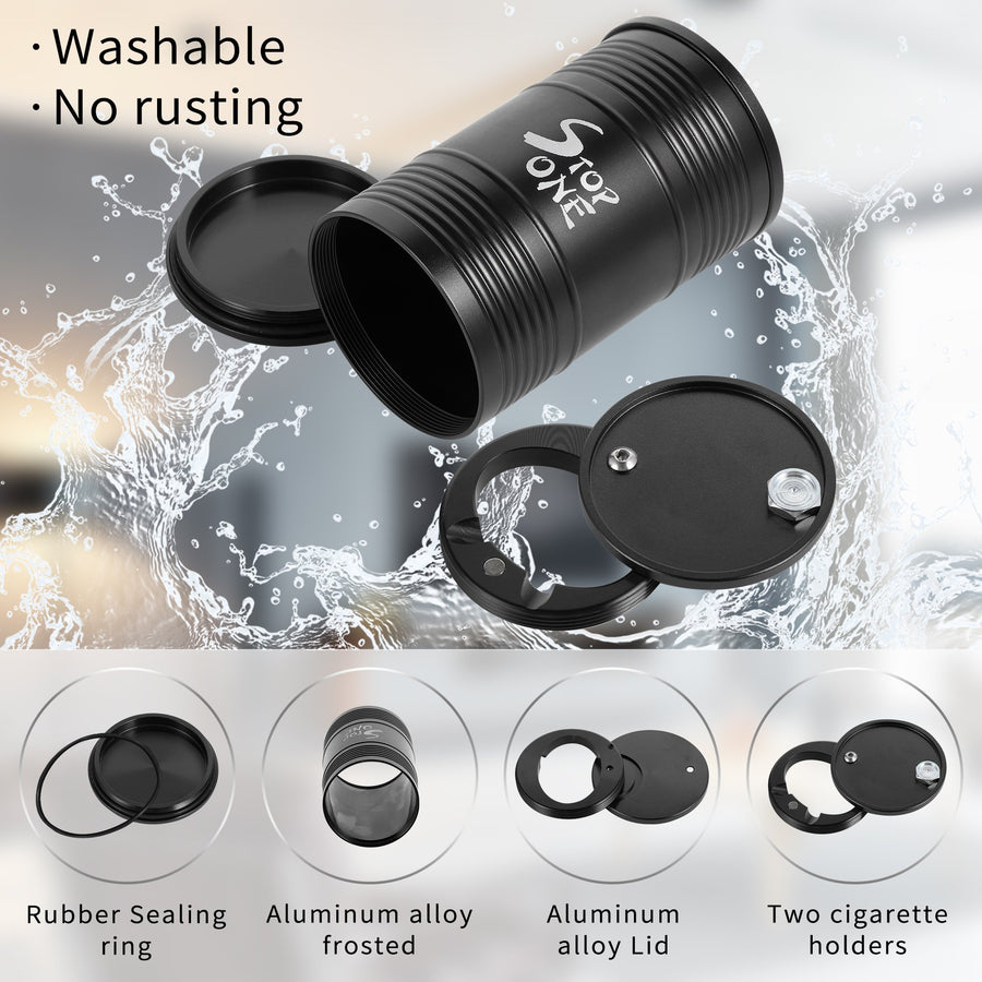 STOP ONE CA-AL1 Portable Car Ashtray with Lid, Black