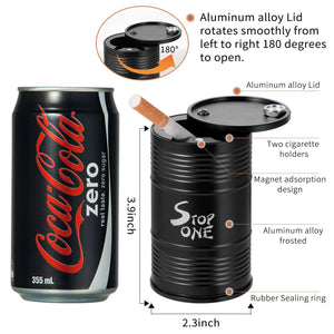 STOP ONE CA-AL1 Portable Car Ashtray with Lid, Black