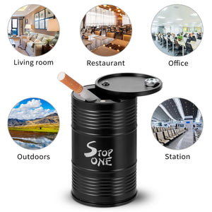 STOP ONE CA-AL1 Portable Car Ashtray with Lid, Black