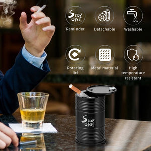 STOP ONE CA-AL1 Portable Car Ashtray with Lid, Black