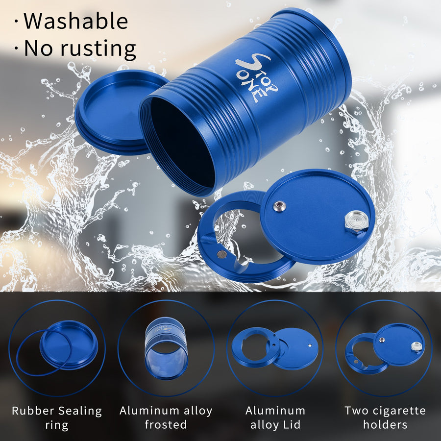 STOP ONE CA-AL1 Portable Car Ashtray with Lid, Blue