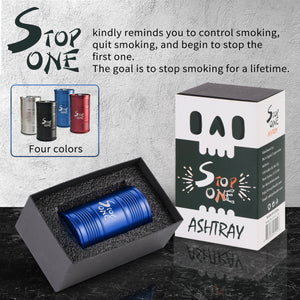 STOP ONE CA-AL1 Portable Car Ashtray with Lid, Blue