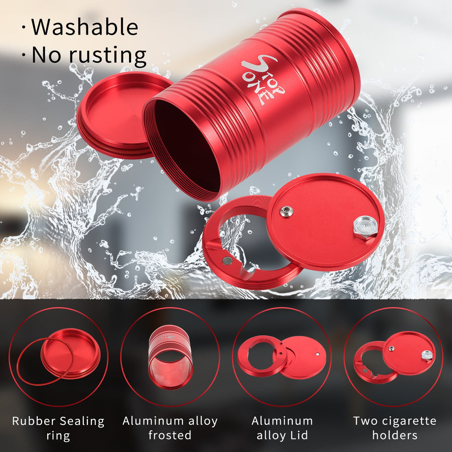 STOP ONE CA-AL1 Portable Car Ashtray with Lid, Red