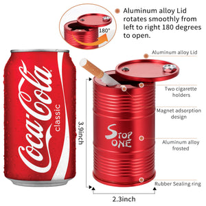 STOP ONE CA-AL1 Portable Car Ashtray with Lid, Red