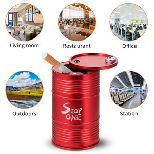 STOP ONE CA-AL1 Portable Car Ashtray with Lid, Red