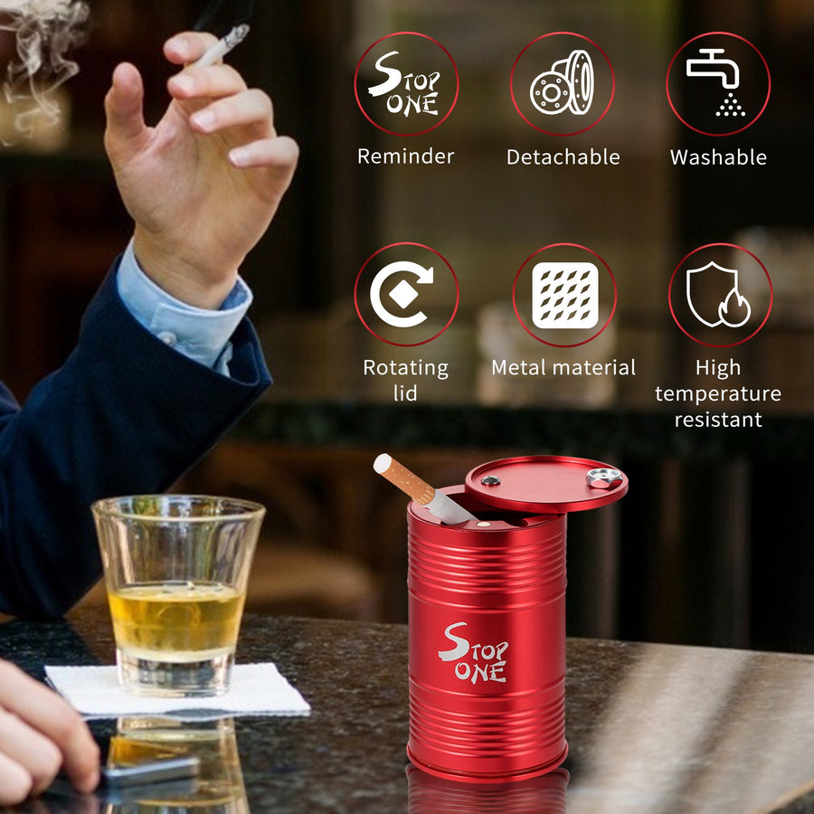 STOP ONE CA-AL1 Portable Car Ashtray with Lid, Red