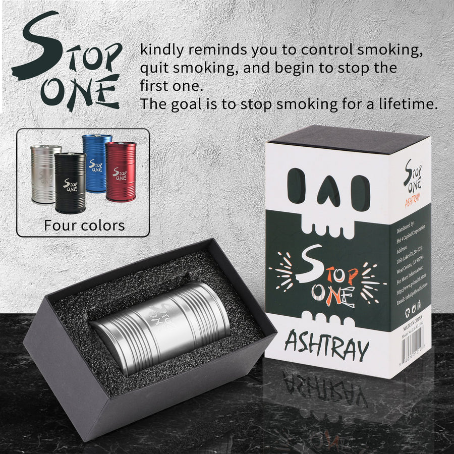 STOP ONE CA-AL1 Portable Car Ashtray with Lid, Blue