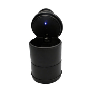 Portable Car Ashtray with Lid and LED Flame-Retardant Polypropylene Ashtray for Car Indoor or Outdoor Black