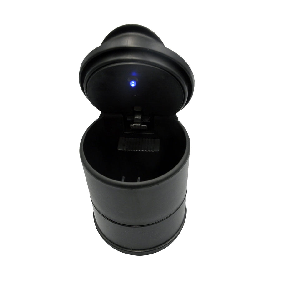 Portable Car Ashtray with Lid and LED Flame-Retardant Polypropylene Ashtray for Car Indoor or Outdoor Black