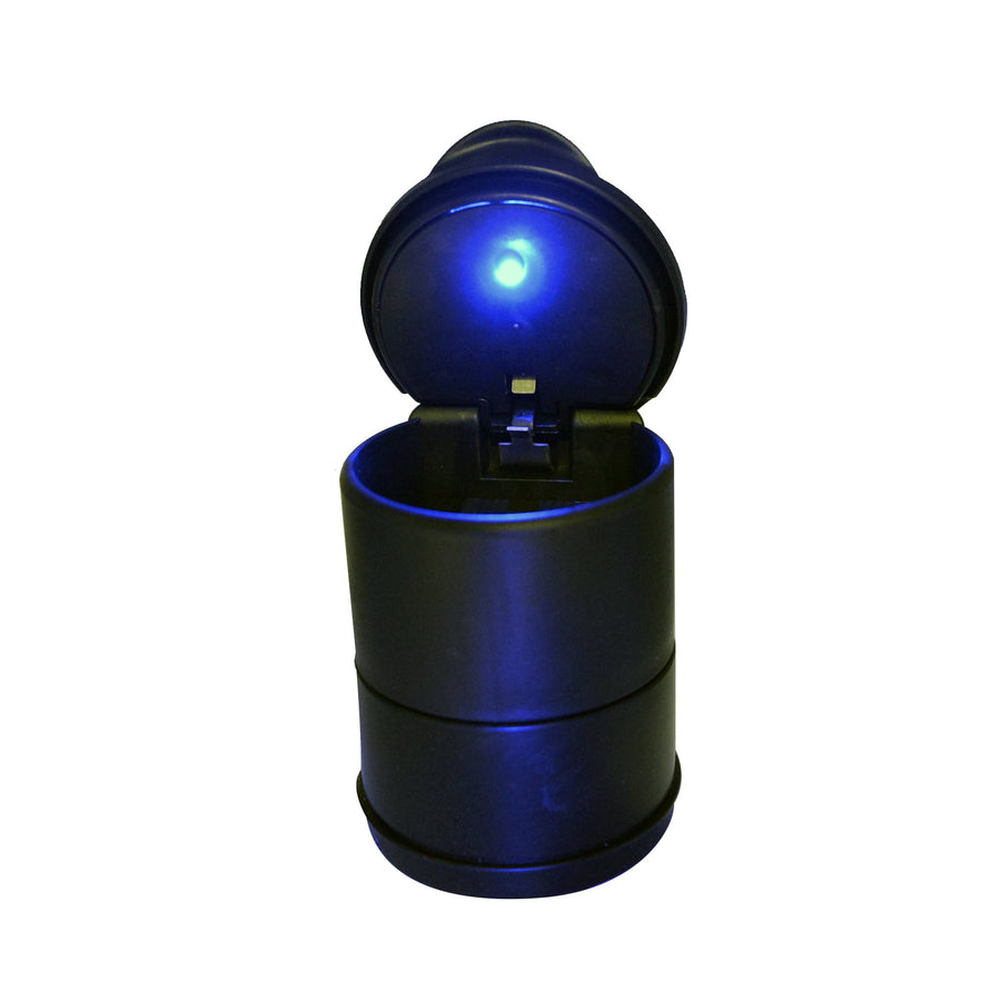 Portable Car Ashtray with Lid and LED Flame-Retardant Polypropylene Ashtray for Car Indoor or Outdoor Black