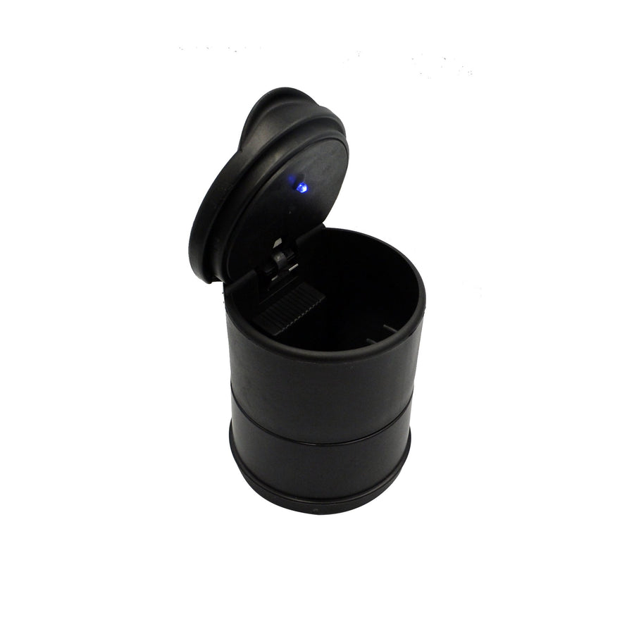 Portable Car Ashtray with Lid and LED Flame-Retardant Polypropylene Ashtray for Car Indoor or Outdoor Black