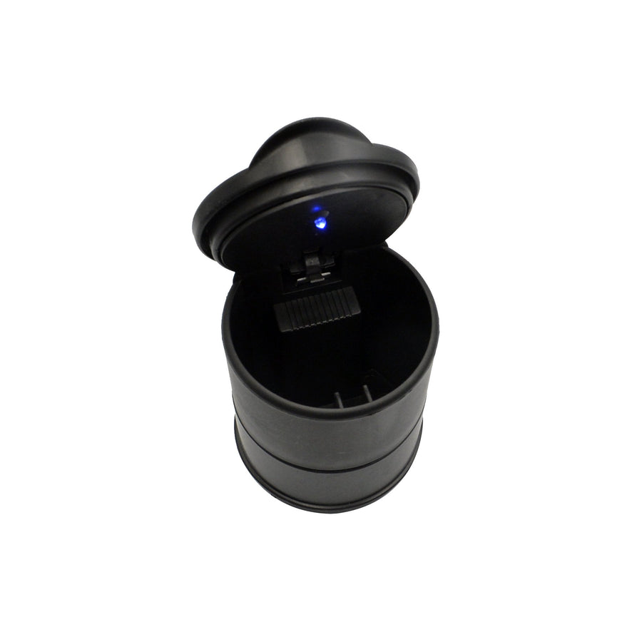 Portable Car Ashtray with Lid and LED Flame-Retardant Polypropylene Ashtray for Car Indoor or Outdoor Black