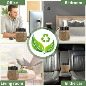 Bamboo Charcoal Strips with Straw Woven Basket, Green Valley Air Purification Activated Carbon