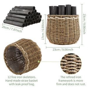 Bamboo Charcoal Strips with Straw Woven Basket, Green Valley Air Purification Activated Carbon