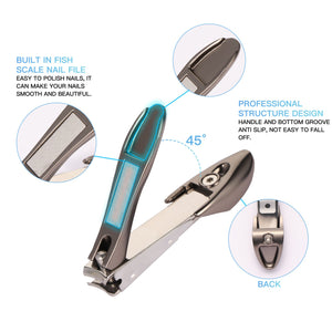 Nail Clipper, MANTIS Heavy Duty Deluxe Nail Trimmer, Large, Black, Stainless Steel [Pack of 1]