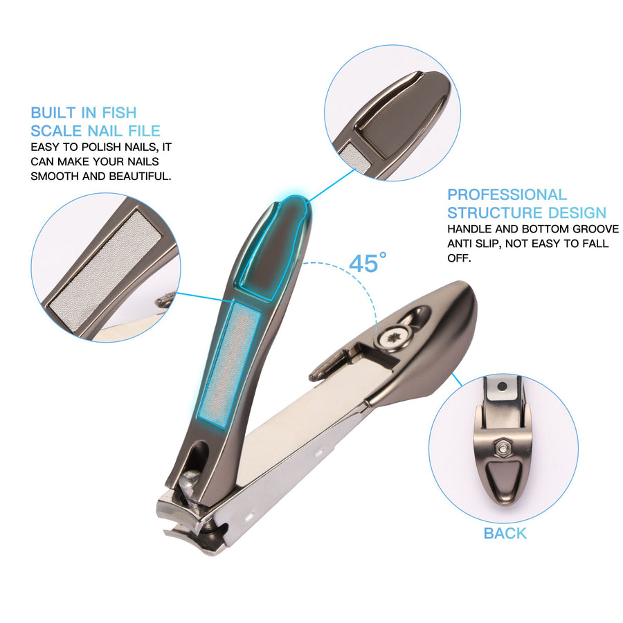 Nail Clipper, MANTIS Heavy Duty Deluxe Nail Trimmer, Large, Black, Stainless Steel [Pack of 1]