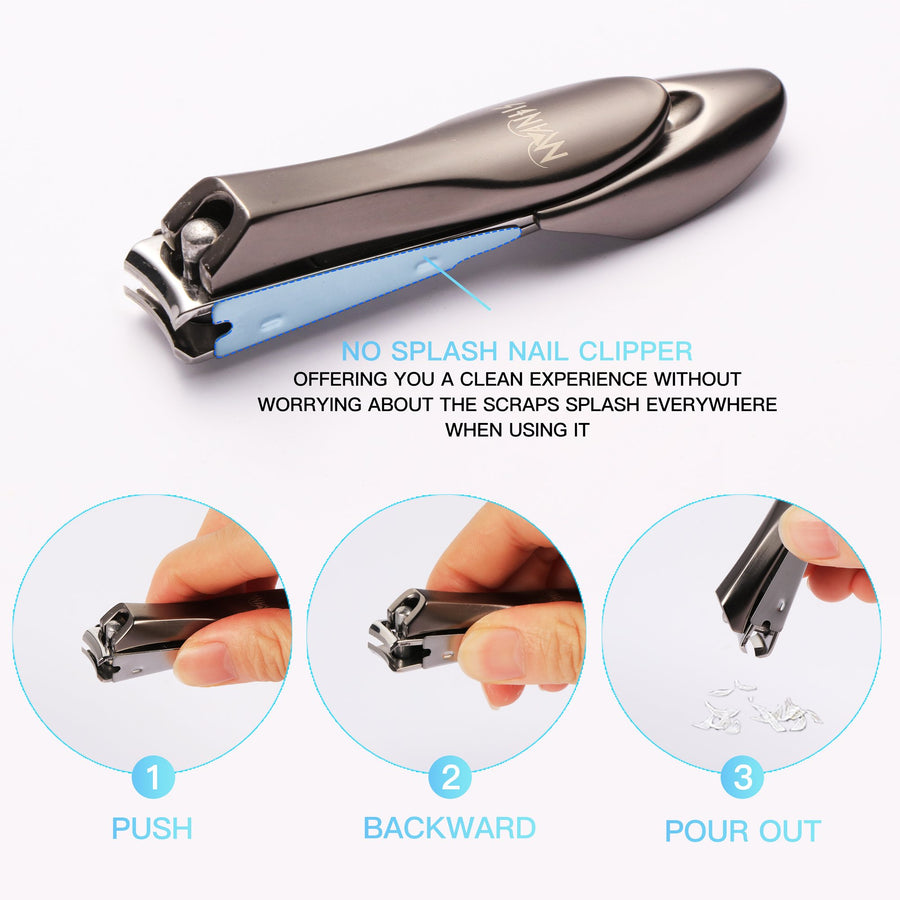 Nail Clipper, MANTIS Heavy Duty Deluxe Nail Trimmer, Large, Black, Stainless Steel [Pack of 1]