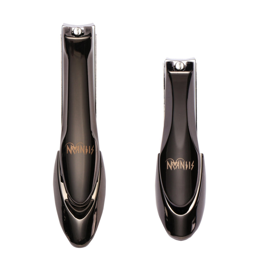 Nail Clippers, MANTIS Heavy Duty Deluxe Nail Trimmers, Small and Large Kit, Black, Carbon Steel [Pack of 2]