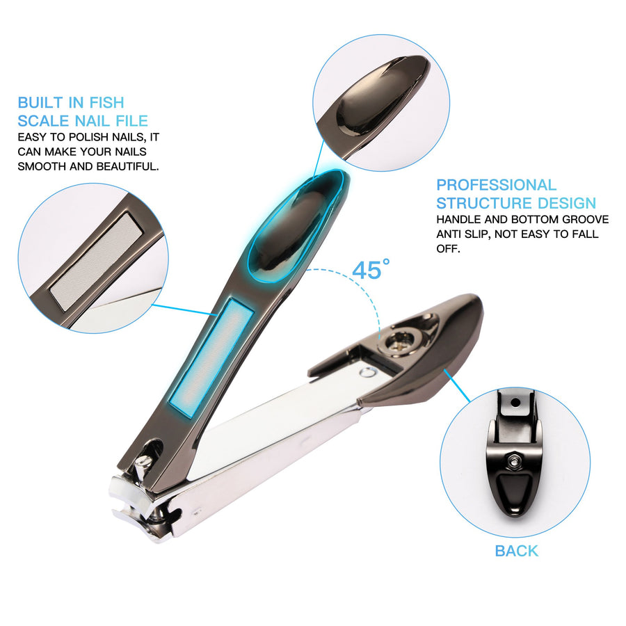 Nail Clippers, MANTIS Heavy Duty Deluxe Nail Trimmers, Small and Large Kit, Black, Carbon Steel [Pack of 2]