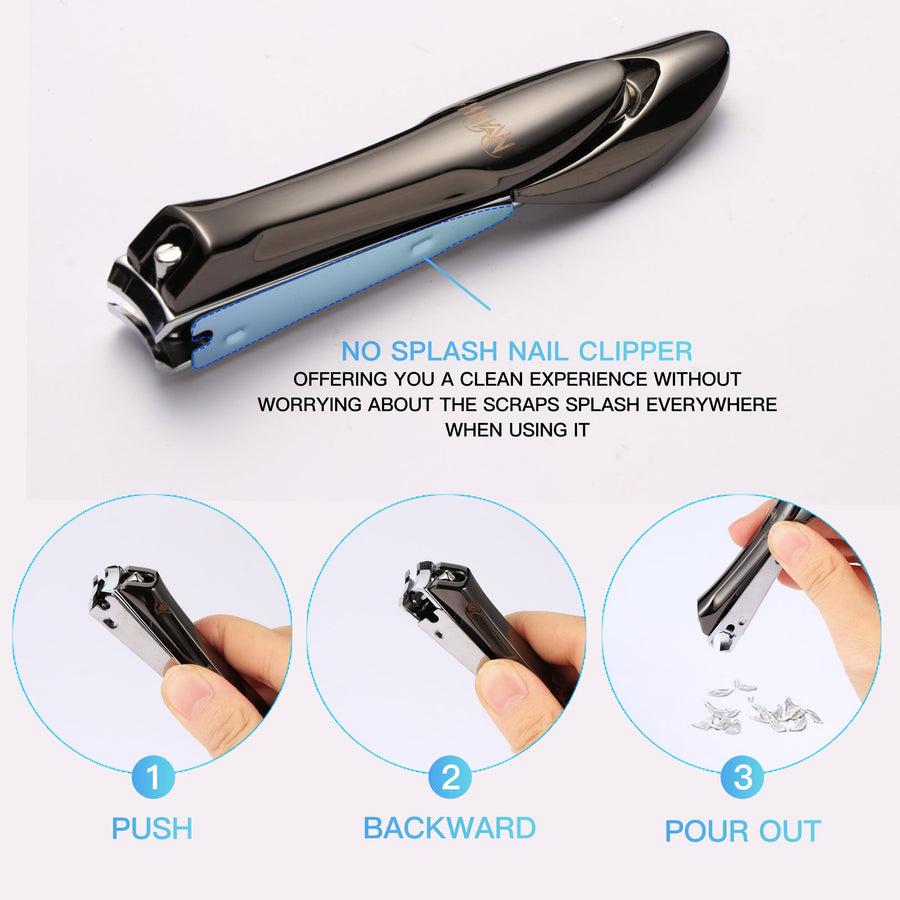 Nail Clippers, MANTIS Heavy Duty Deluxe Nail Trimmers, Small and Large Kit, Black, Carbon Steel [Pack of 2]
