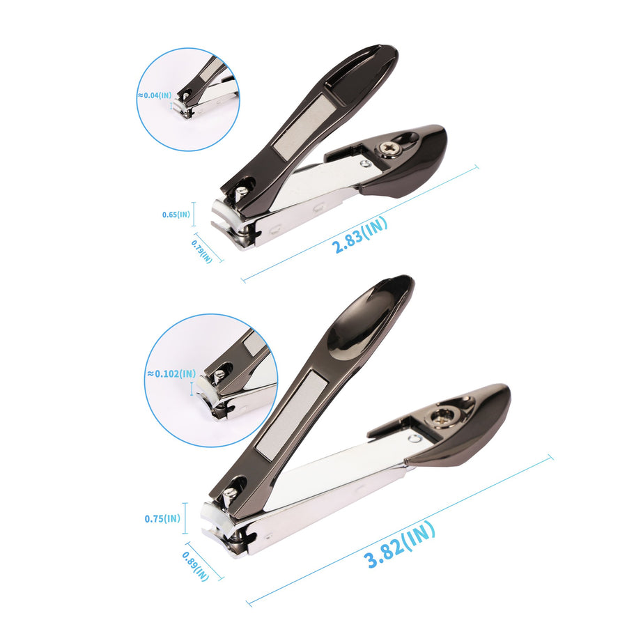 Nail Clippers, MANTIS Heavy Duty Deluxe Nail Trimmers, Small and Large Kit, Black, Carbon Steel [Pack of 2]