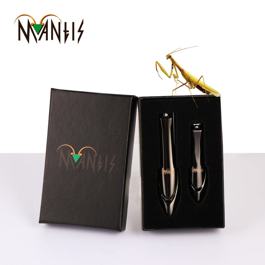 Nail Clippers, MANTIS Heavy Duty Deluxe Nail Trimmers, Small and Large Kit, Black, Carbon Steel [Pack of 2]